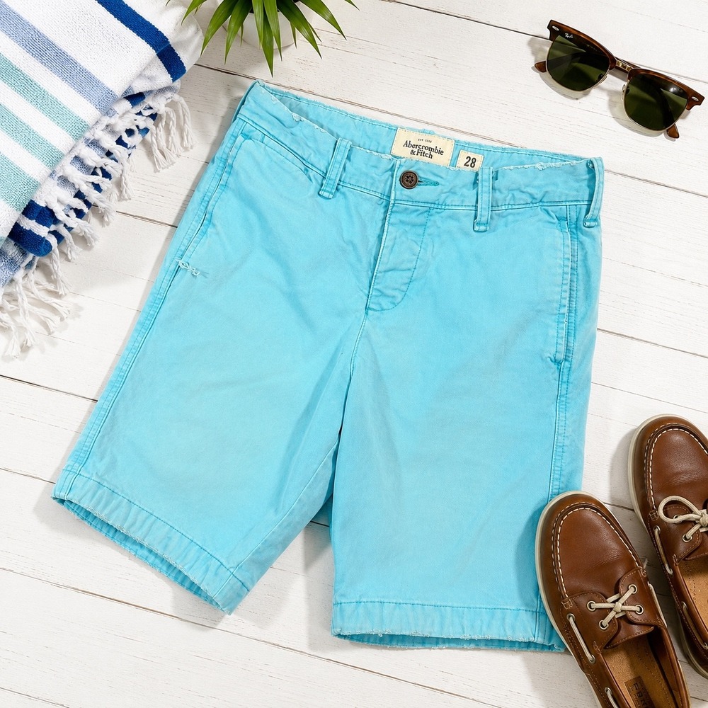 Abercrombie‎ & Fitch Aqua Blue Chino Shorts Size 28 Golf Beach